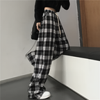 Pantalon unisexe à carreaux coupe ample streetwear décontracté