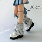 Cache-jambes en fausse fourrure Hot Girl Harajuku Hiver Chaud Couvre-bottes moelleux Chaussettes Femme JK Punk Hiphop
