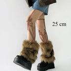 Cache-jambes en fausse fourrure Hot Girl Harajuku Hiver Chaud Couvre-bottes moelleux Chaussettes Femme JK Punk Hiphop