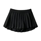 High Waist Pleated Mini Skirt Solid Color Korean Style Summer Skater Skirt