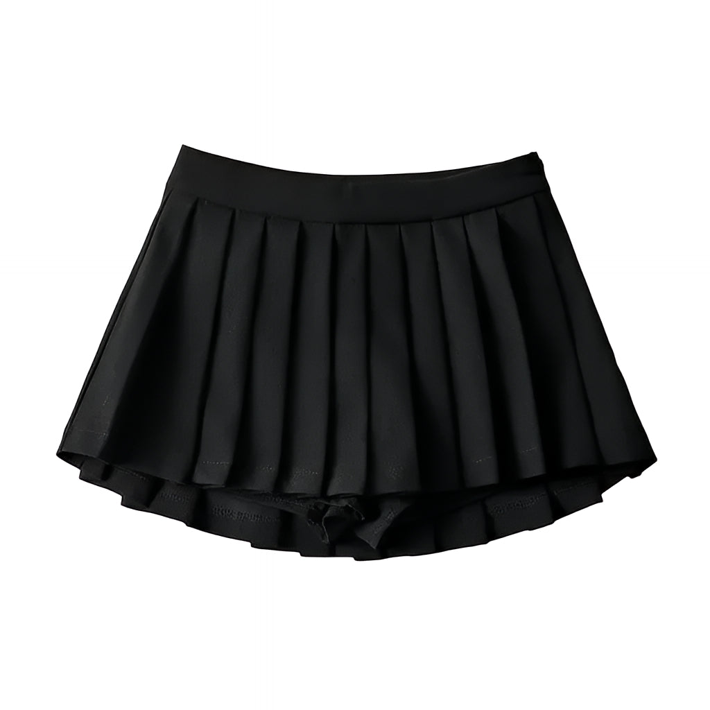 High Waist Pleated Mini Skirt Solid Color Korean Style Summer Skater Skirt