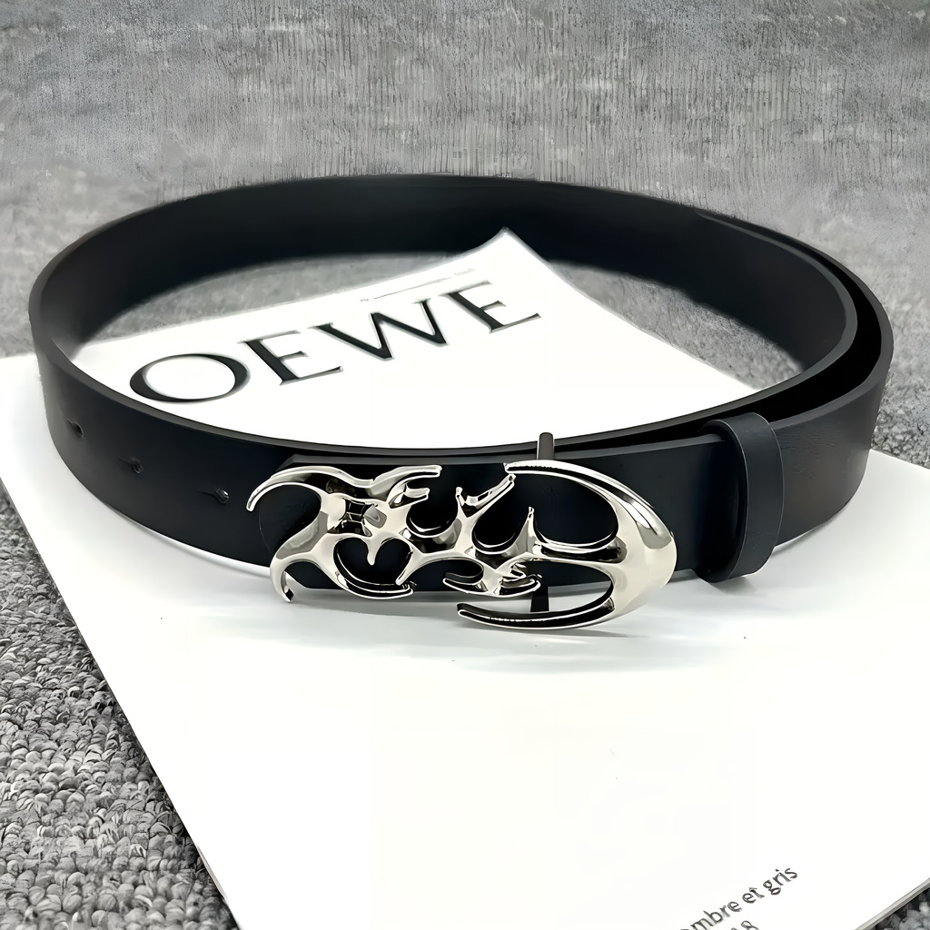 Ceinture unisexe en cuir PU de style punk Y2K noire grande taille