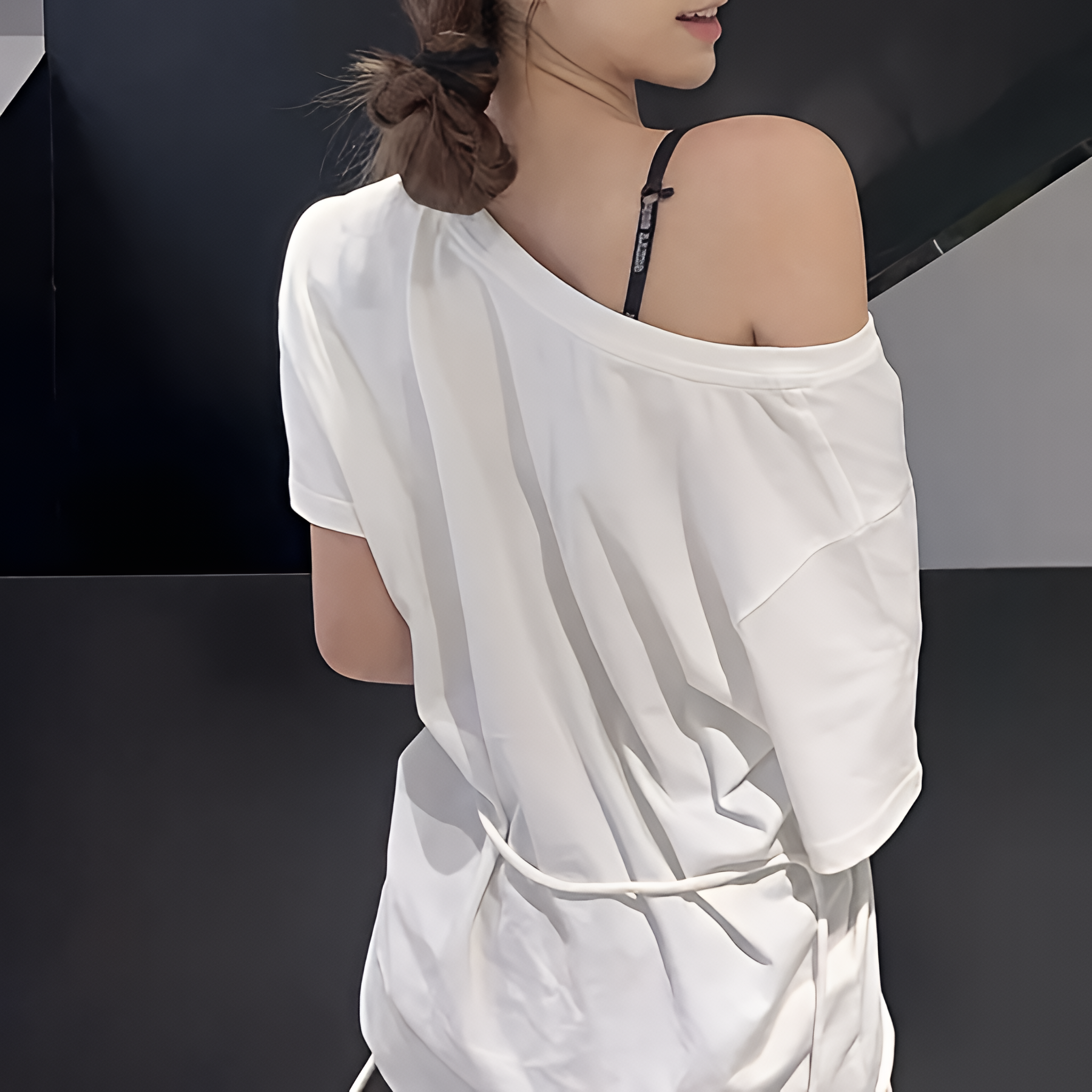 Women Y2K Vintage Oversize Off Shoulder T Shirt Butterfly Print Short Sleeve Summer Top