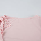 Lace Up Crop Top Long Sleeve High Waist Summer Pullover Tank Top