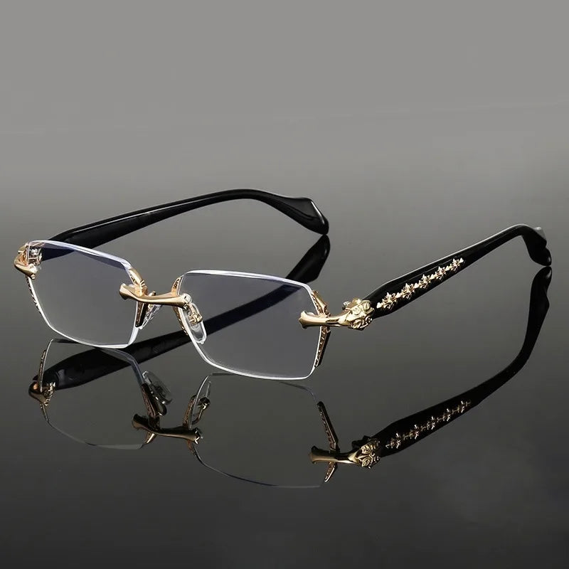 Unisex Frameless Rectangular Blue Light Blocking Glasses Flat Lens