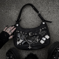 Y2K Gothic Ita Handbag Wing Cross Charm Chain Detail Punk Shoulder Bag