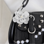 Y2K Pearl Chain Heart Shoulder Bag Handmade Punk Leather Handbag