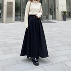 Black High Waist Pleated Maxi Skirt with Belt Dark Academia Elegant Minimalist