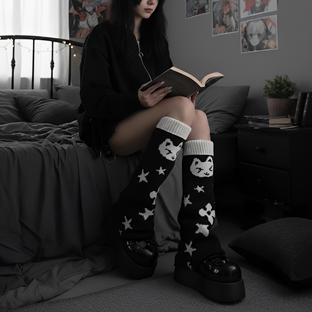 Knit Harajuku Leg Warmers Grunge Goth Platform Boot Covers