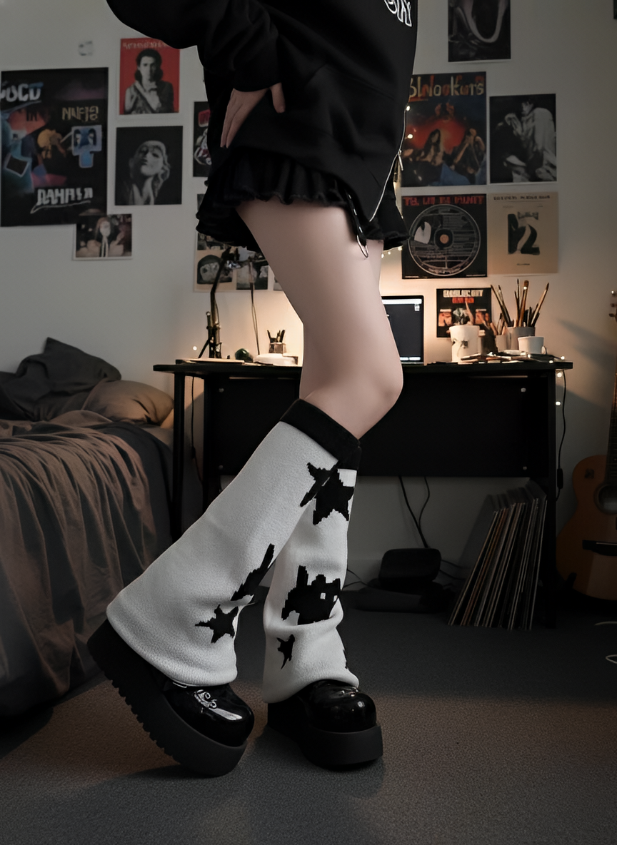 Knit Harajuku Leg Warmers Grunge Goth Platform Boot Covers