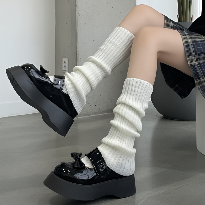 Ribbed Leg Warmers Slouchy Balletcore Harajuku Dark Academia Socks