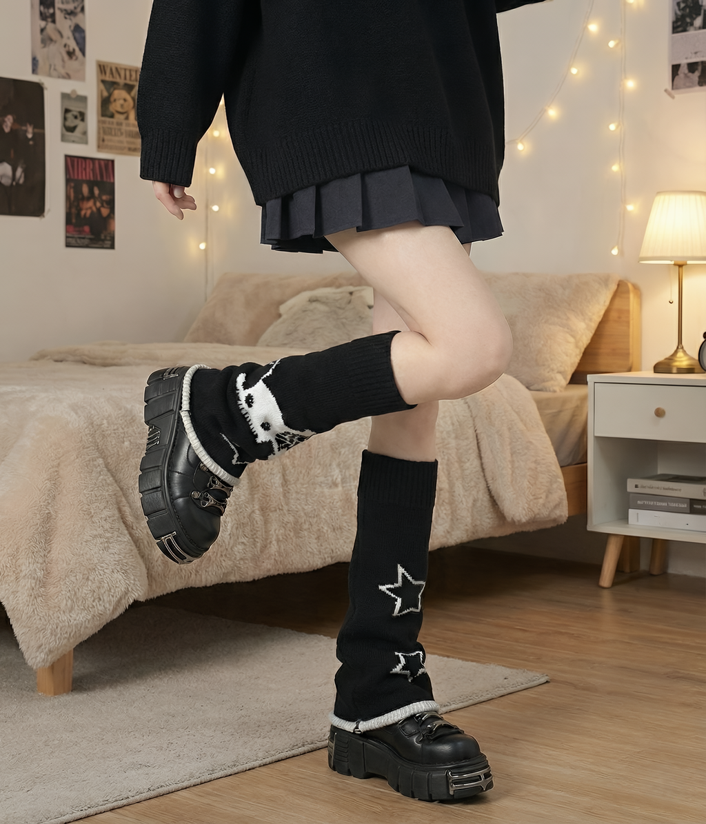 Knit Harajuku Leg Warmers Grunge Goth Platform Boot Covers