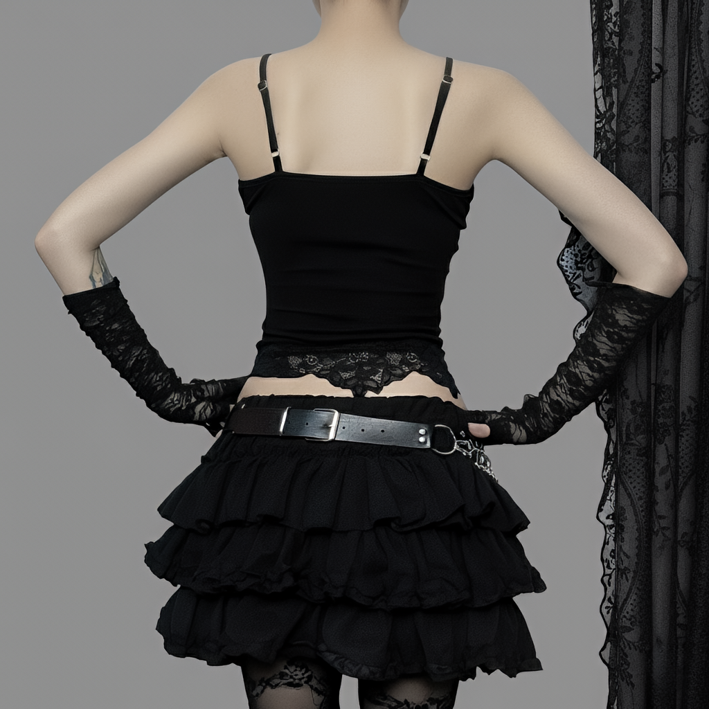 Gothic Bat Skull Lace Trim Camisole Y2K Grunge Punk Crop Top